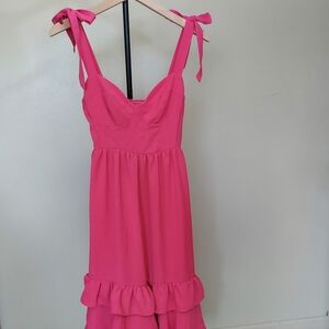 Sofia Jeans by Sofia Vergara Hot Pink Ruffled Midi Dress Size XS